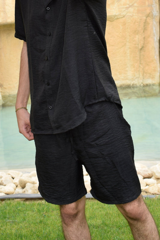BLACK LINEN SHORT