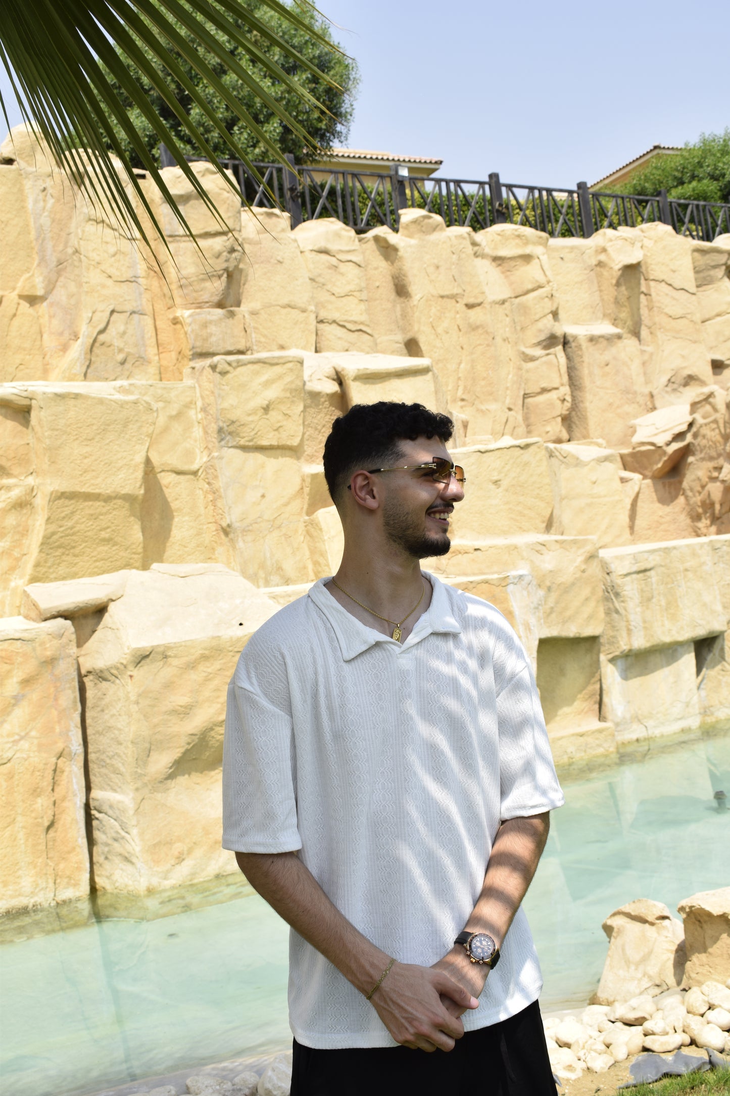 WHITE KNITTED POLO