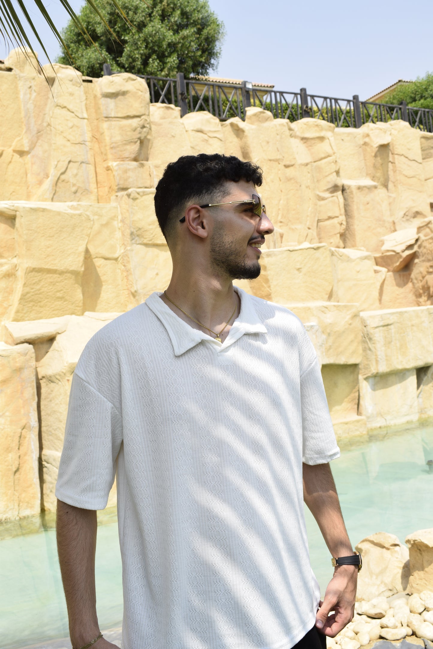WHITE KNITTED POLO