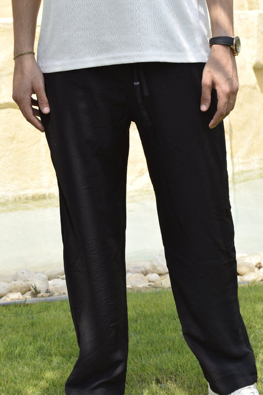 LOOSE BLACK LINEN PANTS