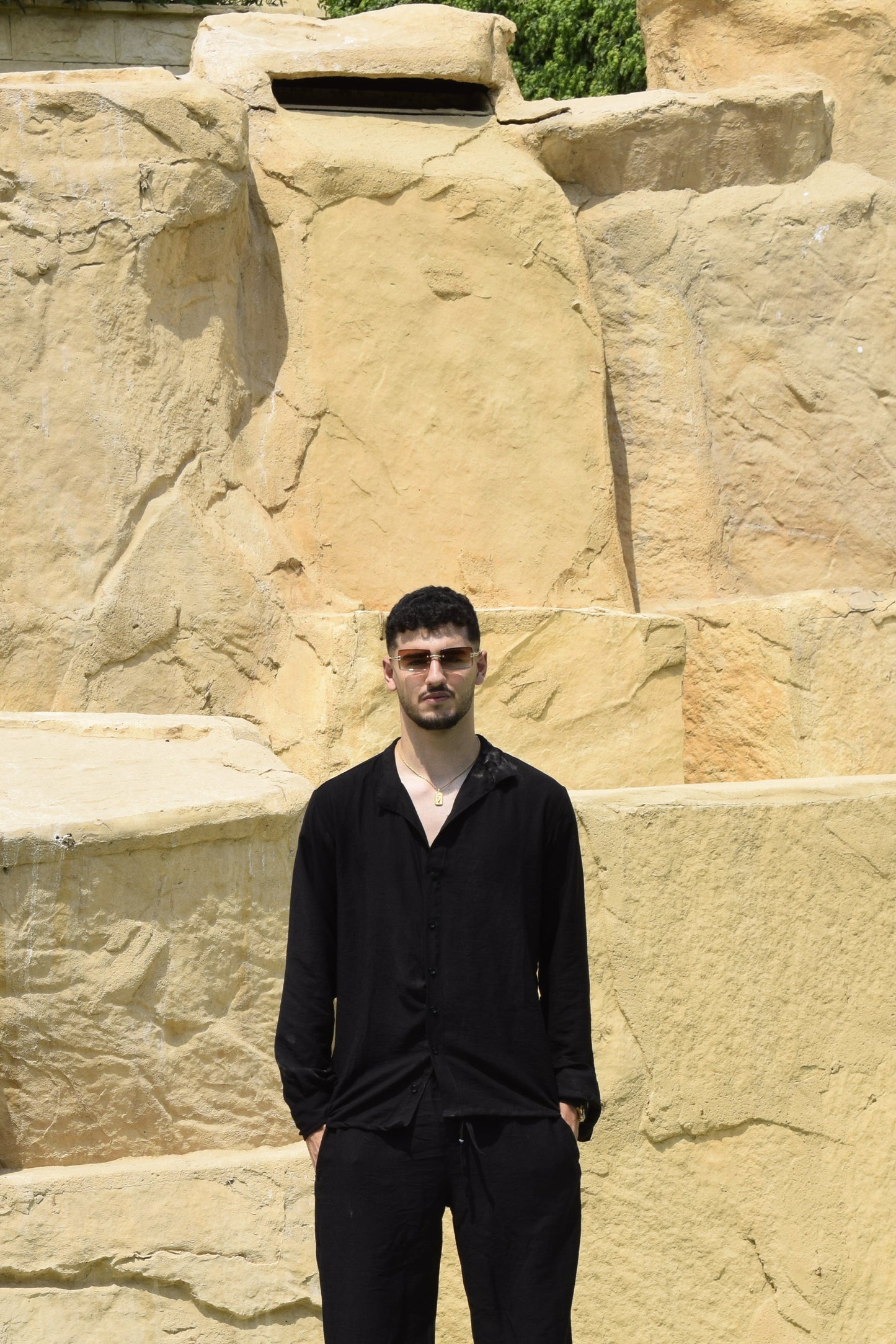 BLACK LINEN CHEMISE - LONG SLEEVE